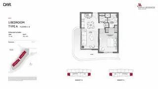 1 Bedroom — Type A · Floors 1–8 · 71–81 sqm